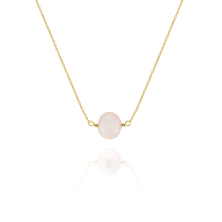 Minimalist Peach Freshwater Pearl Necklace – Bridesmaid Gift