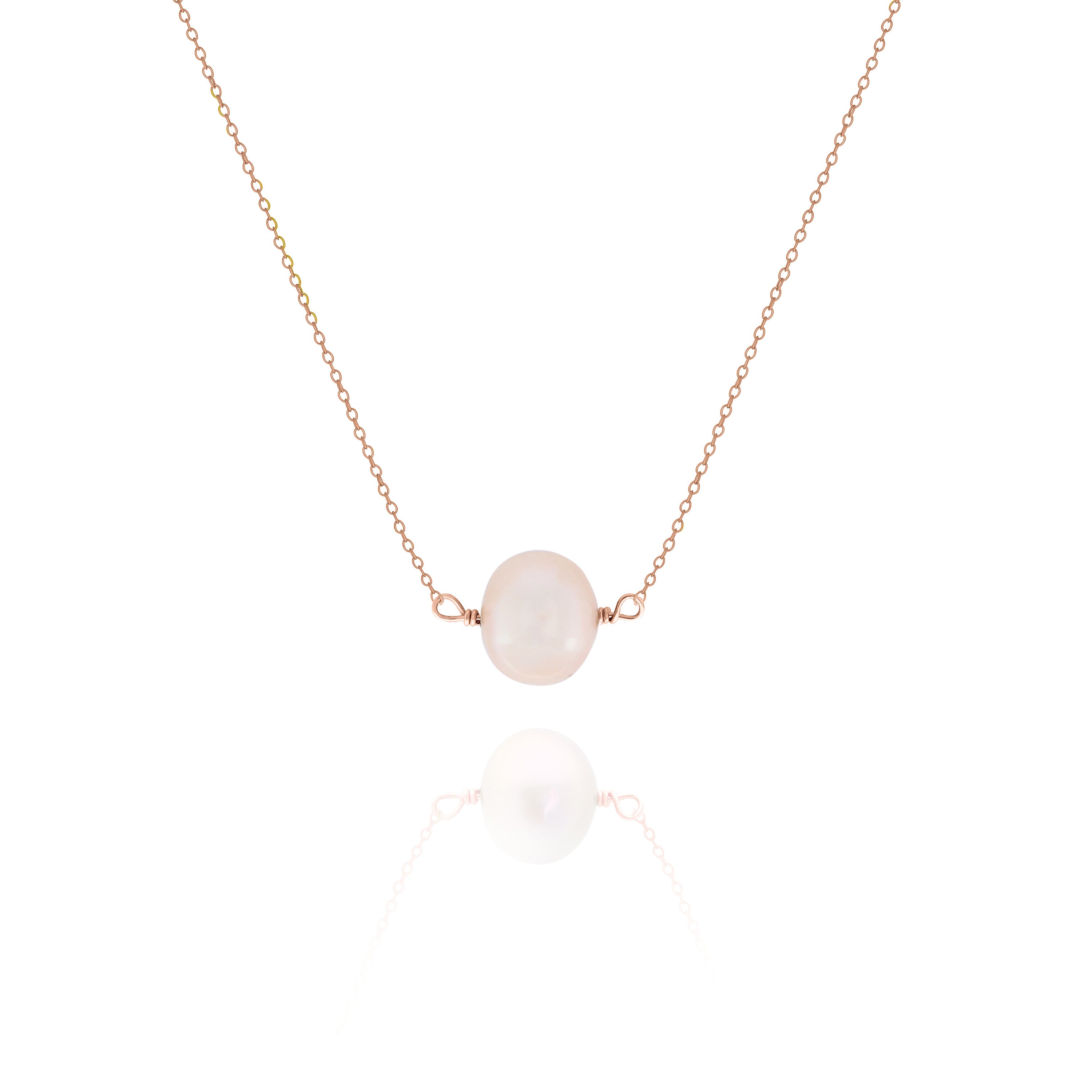Minimalist Peach Freshwater Pearl Necklace – Bridesmaid Gift
