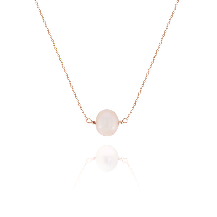 Minimalist Peach Freshwater Pearl Necklace – Bridesmaid Gift