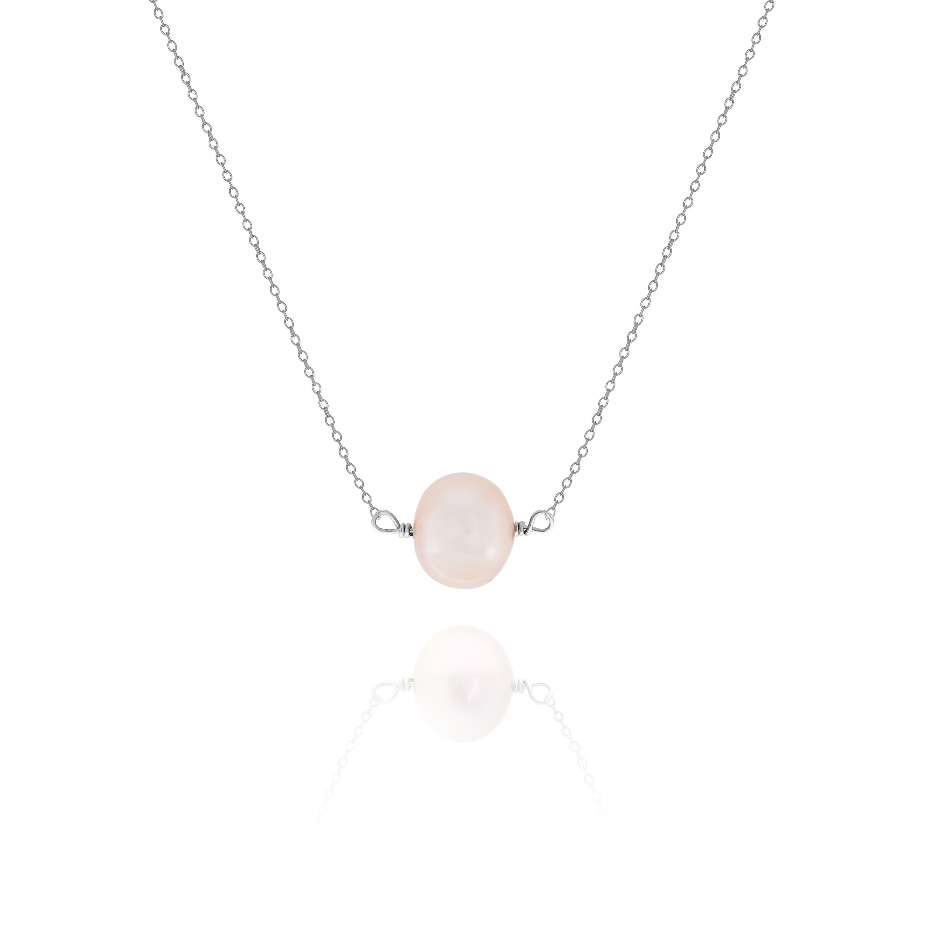 Minimalist Peach Freshwater Pearl Necklace – Bridesmaid Gift