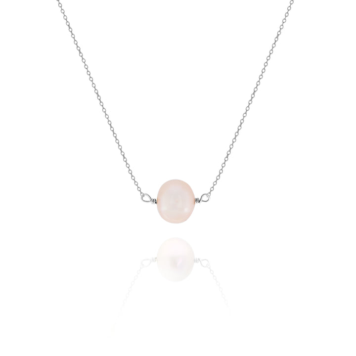 Minimalist Peach Freshwater Pearl Necklace – Bridesmaid Gift
