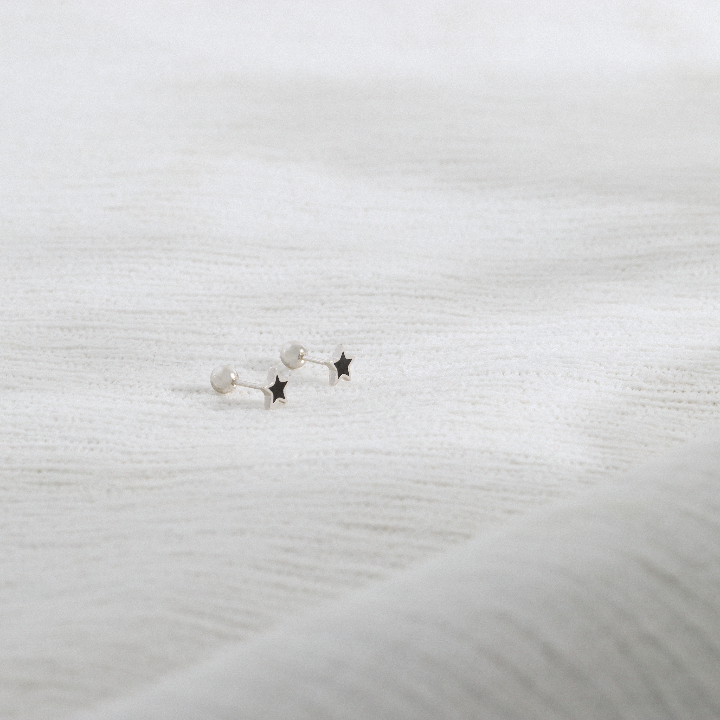 Black Star Stud Earrings – Sterling Silver Minimalist Jewelry for Everyday Magic- S099