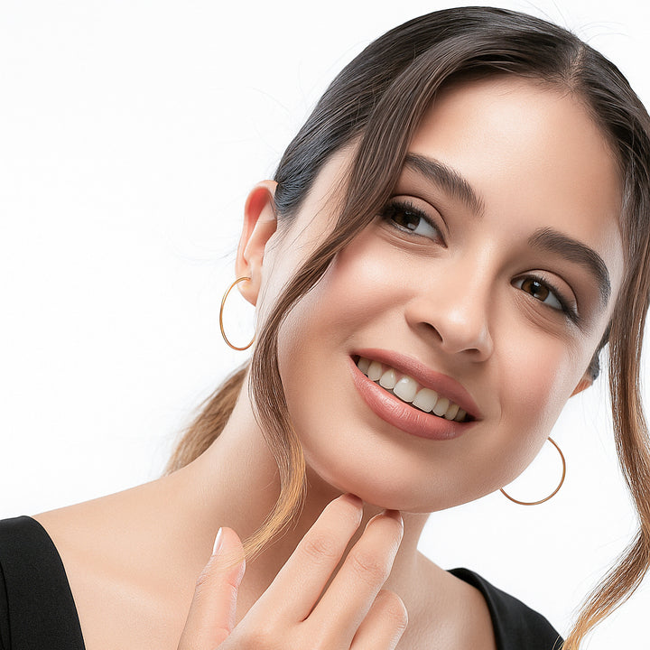 Large Silver Hoop Earrings – Minimalist Statement Hoops for Everyday & Gifting- S150