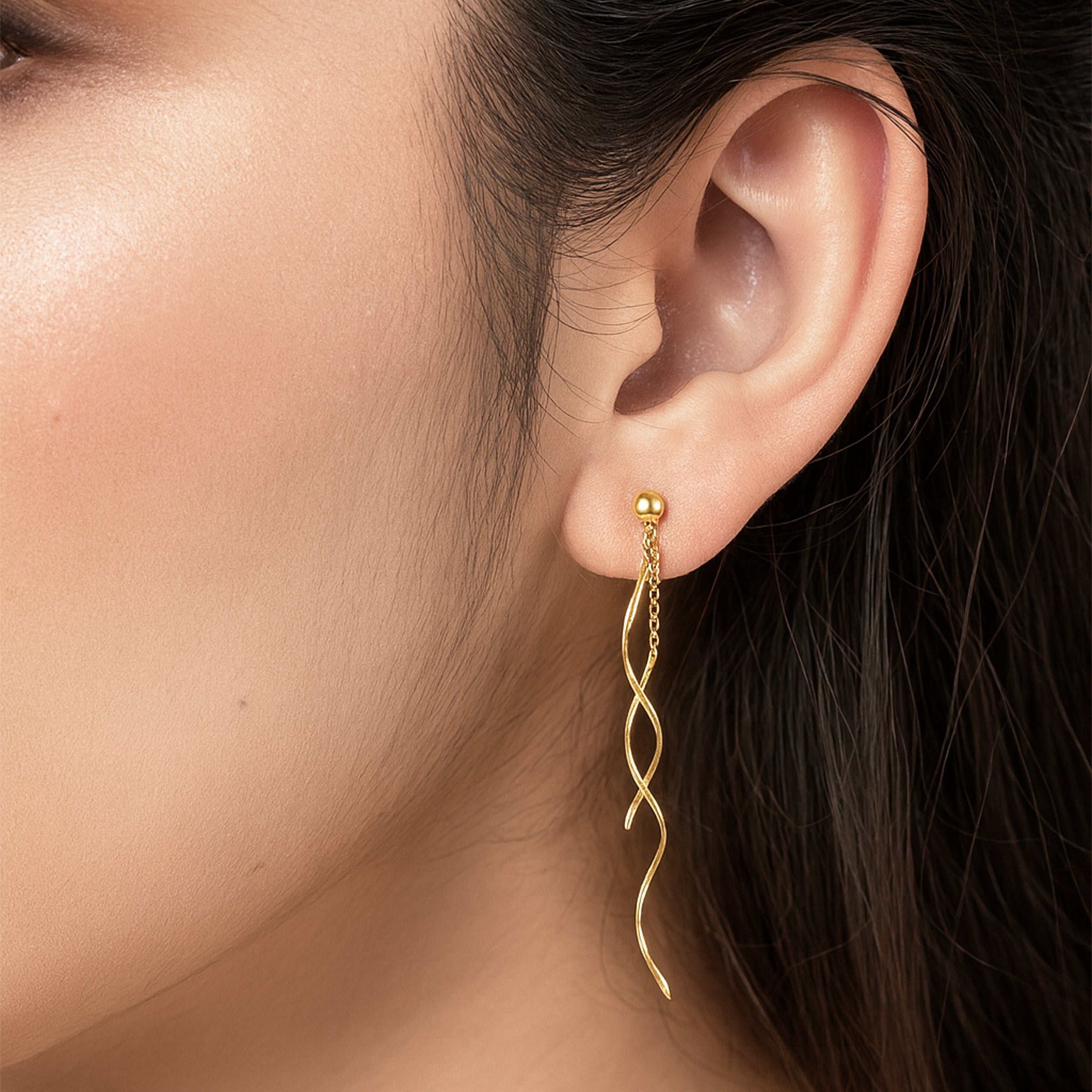 Spiral Threader Earrings – Dainty Sterling Silver Minimalist Dangle Gift for Her- S127