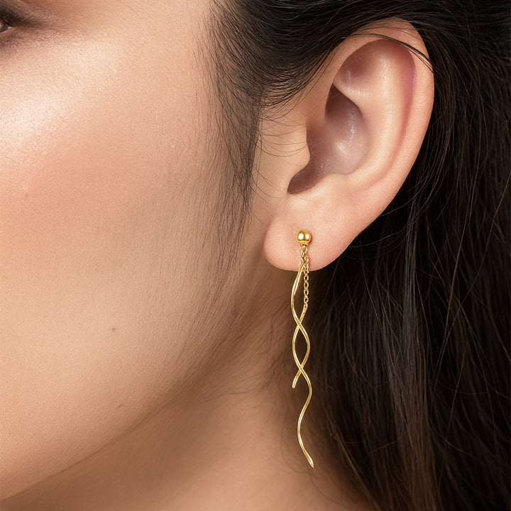 Spiral Threader Earrings – Dainty Sterling Silver Minimalist Dangle Gift for Her- S127