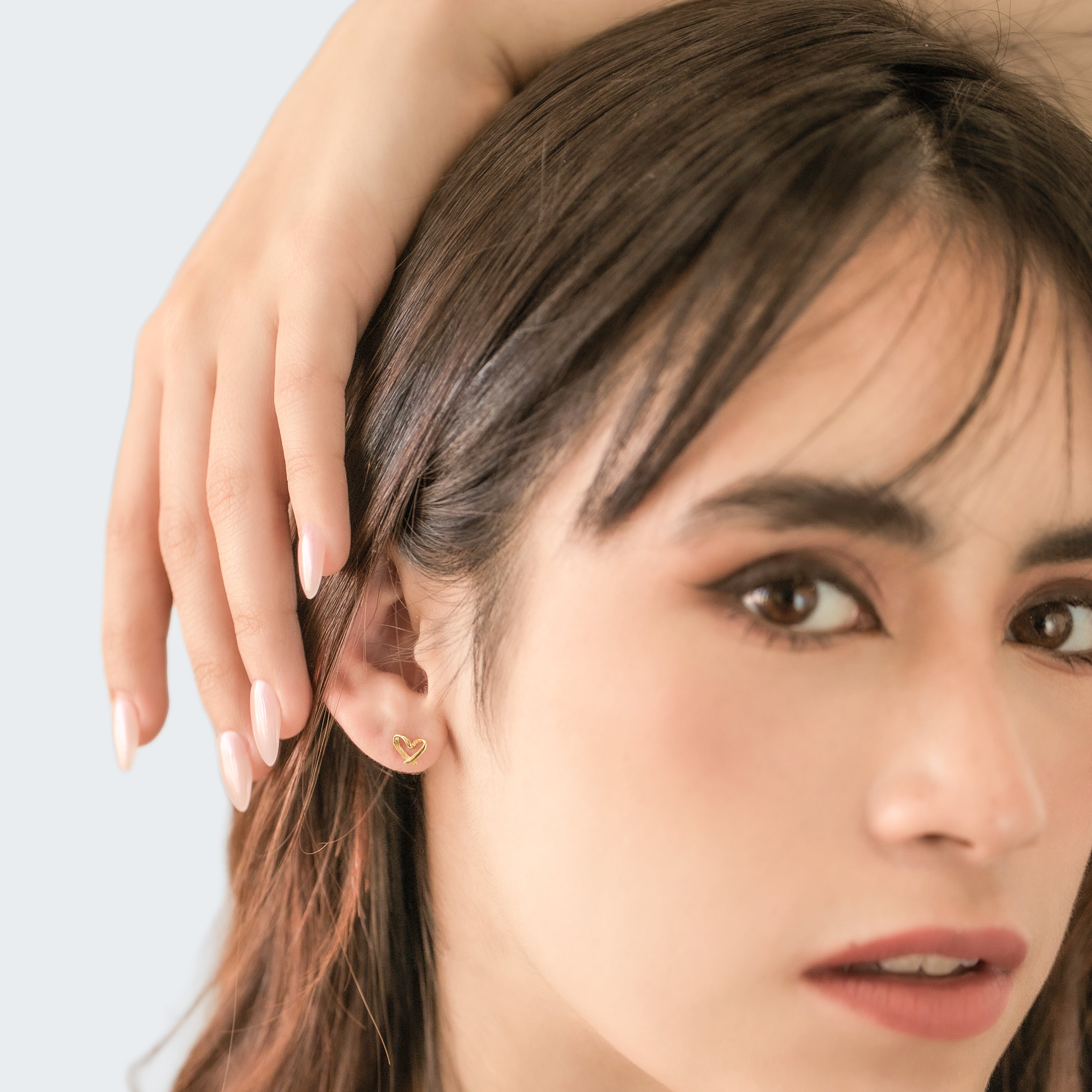 Tiny Heart Stud Earrings – Sterling Silver Minimalist Gift for Her- S096