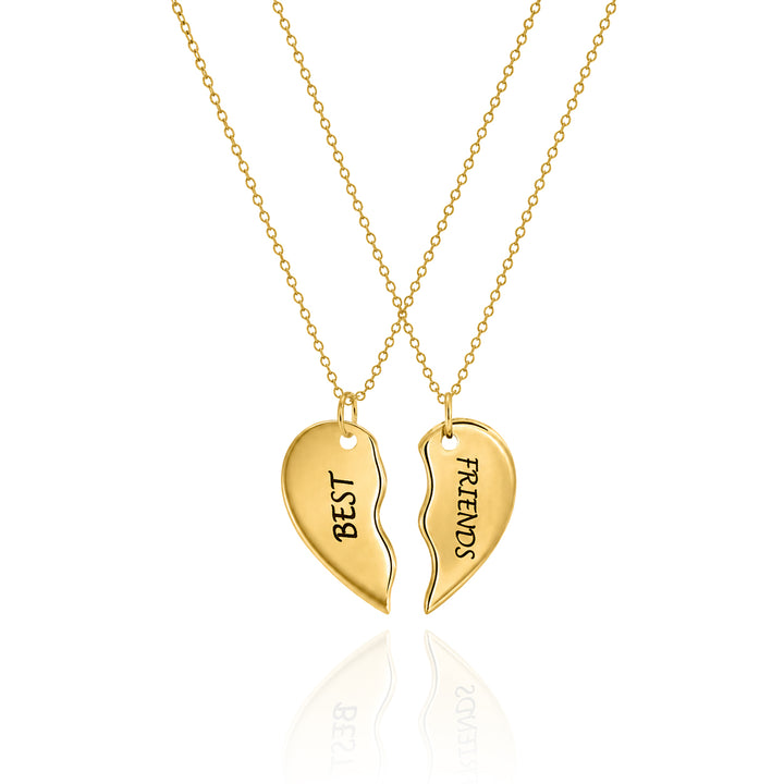 Split Heart Necklace Set – Personalized Couple or Best Friend Jewelry