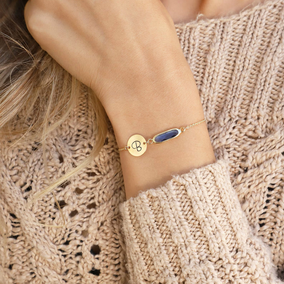 Birthstone Initial Bracelet