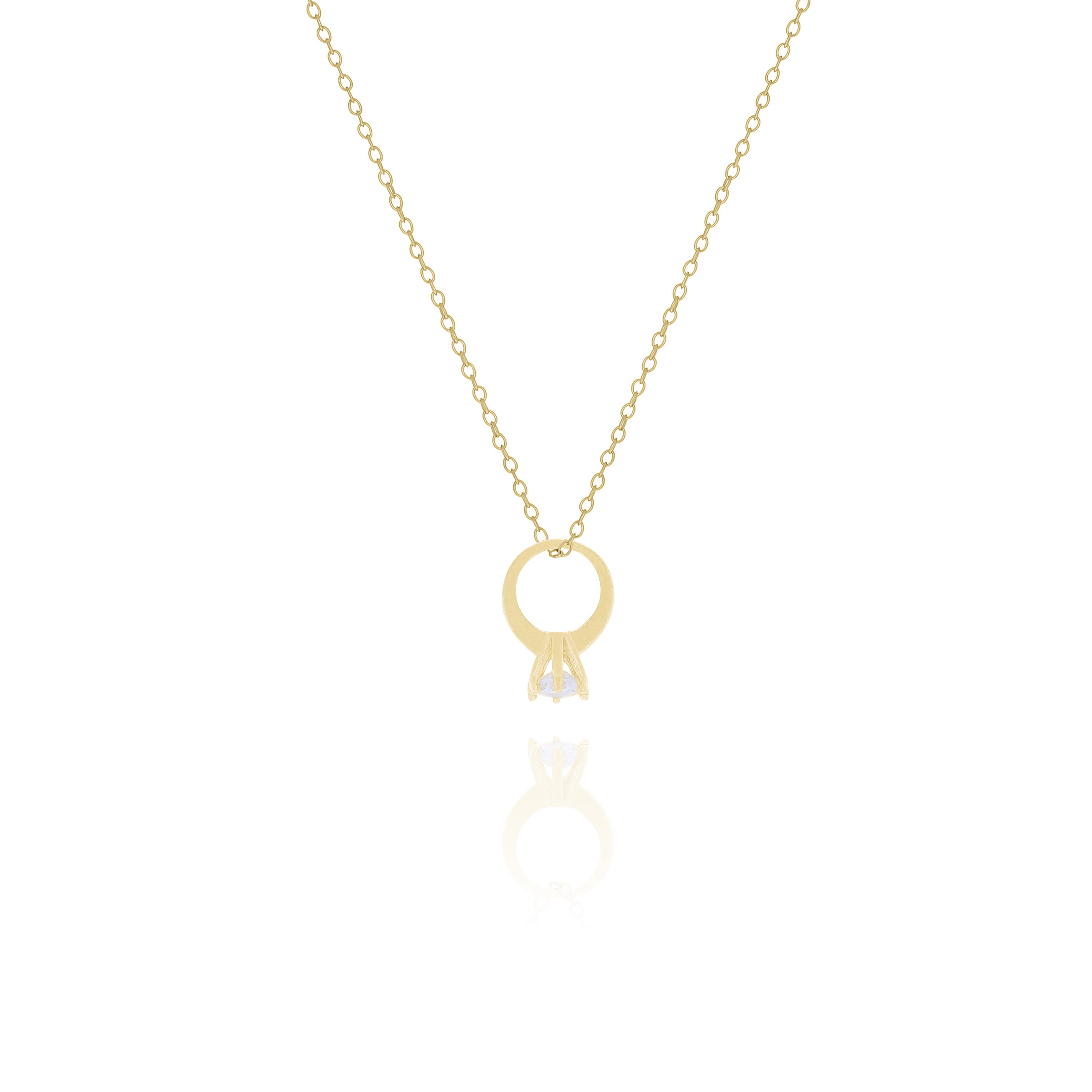 Mini Engagement Ring Necklace – Dainty Proposal Jewelry Gift for Her
