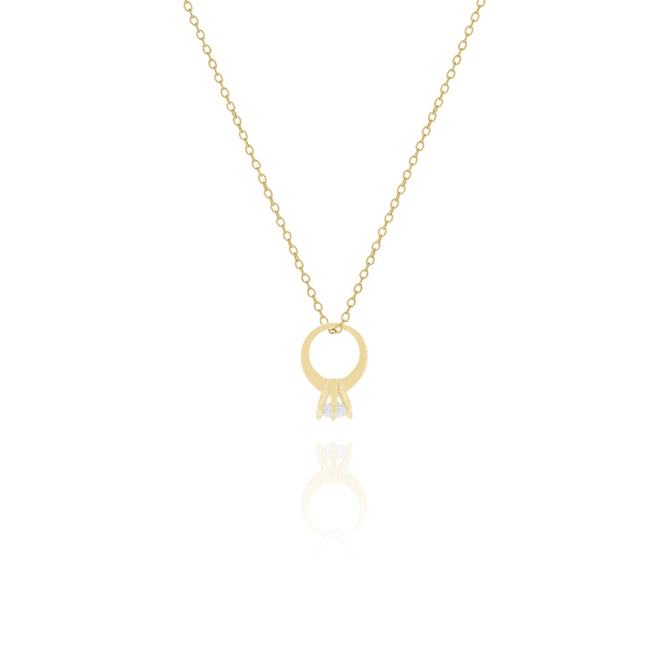 Mini Engagement Ring Necklace – Dainty Proposal Jewelry Gift for Her