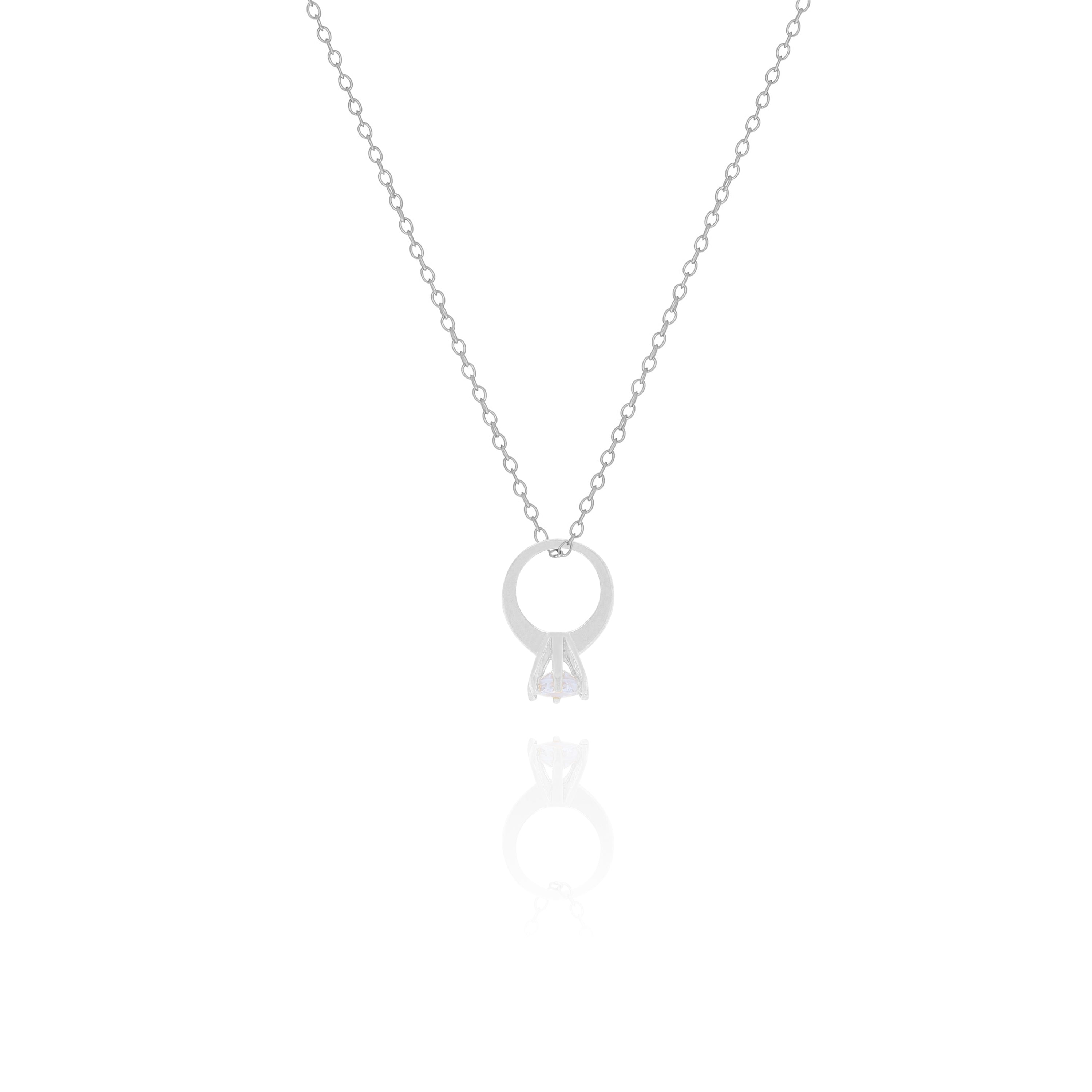 Mini Engagement Ring Necklace – Dainty Proposal Jewelry Gift for Her