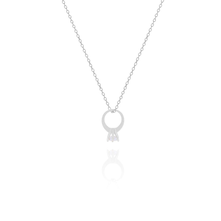 Mini Engagement Ring Necklace – Dainty Proposal Jewelry Gift for Her