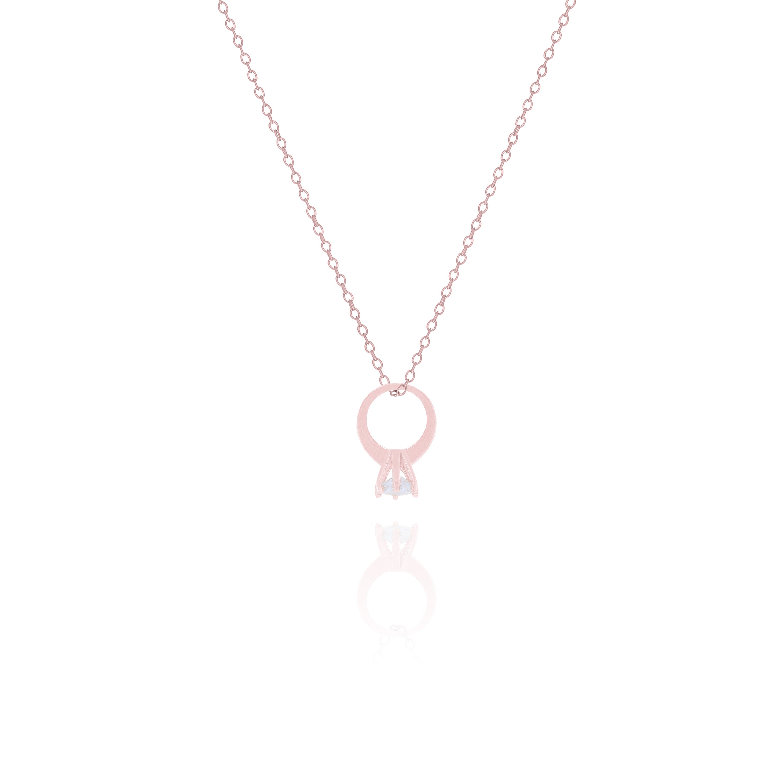Mini Engagement Ring Necklace – Dainty Proposal Jewelry Gift for Her