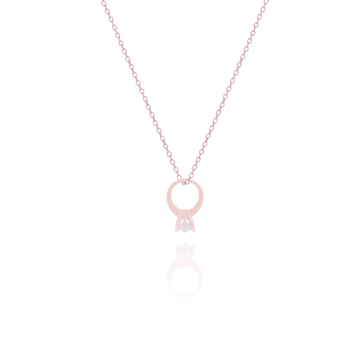 Mini Engagement Ring Necklace – Dainty Proposal Jewelry Gift for Her