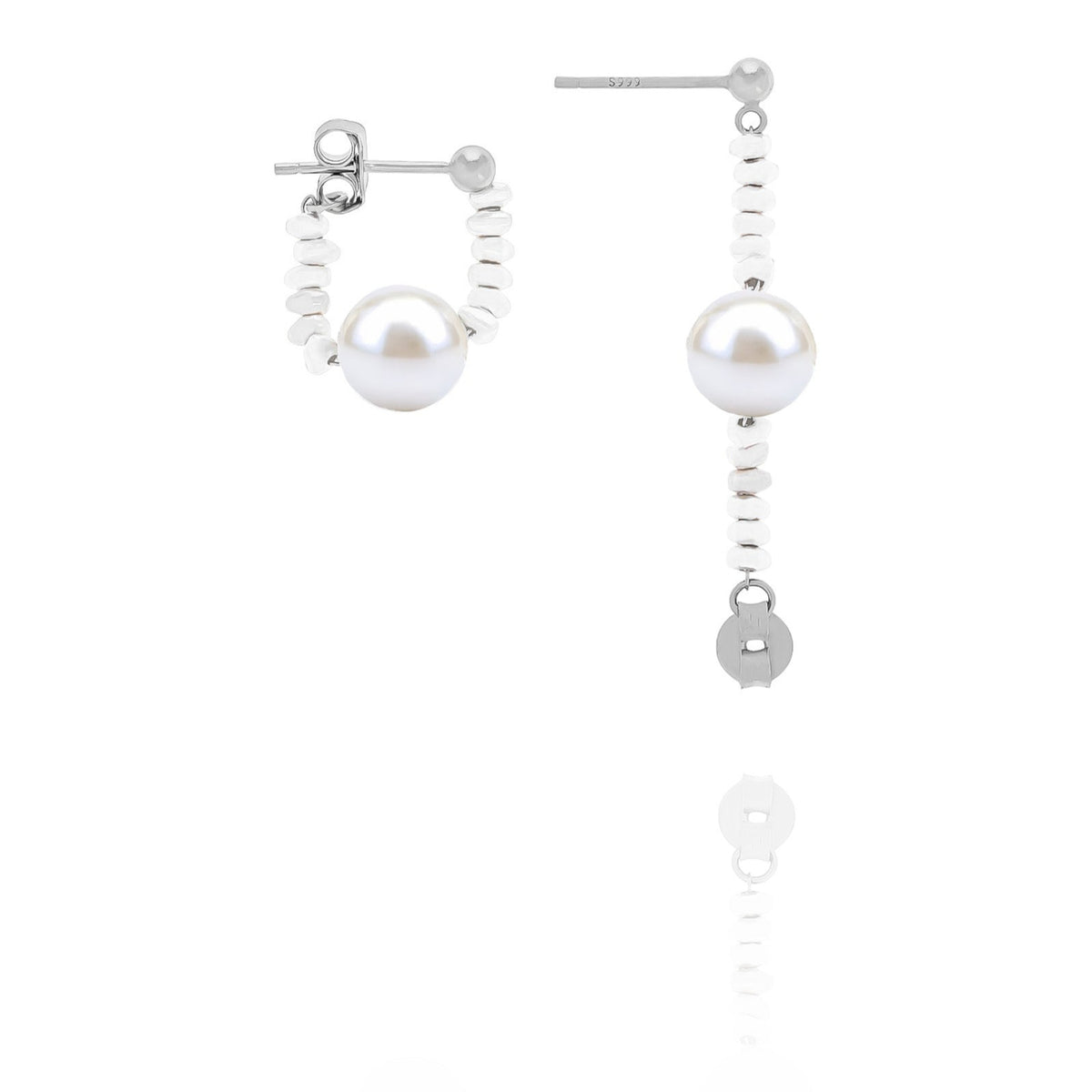 Pair of pearl earrings on a white background