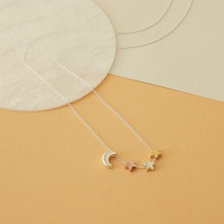 Crescent Moon & Star Necklace – Sterling Silver Gift for Her, Minimalist Celestial Jewelry