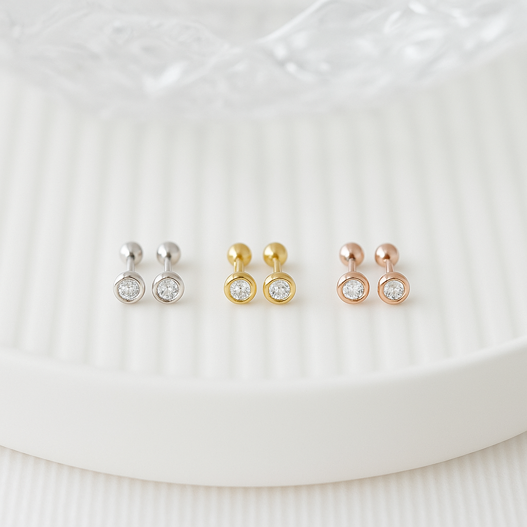 Crystal Accent Stud Earrings- S141
