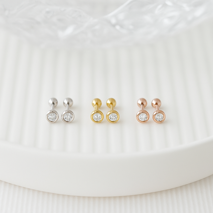 Crystal Accent Stud Earrings- S141