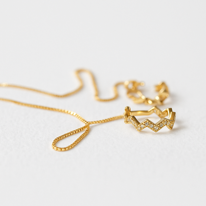 Ear Cuff with CZ diamond Chain Earrings