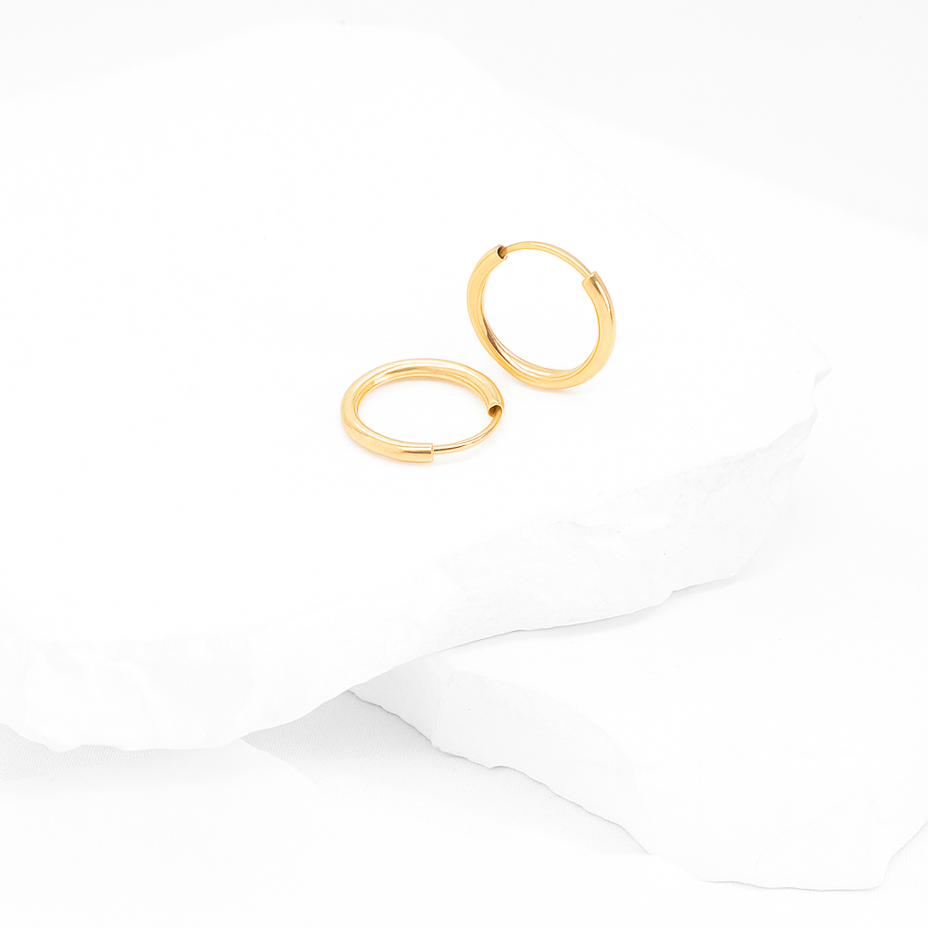 12mm Gold Huggie Hoop Earrings – Minimalist Everyday Jewelry | Gift for Her- S162