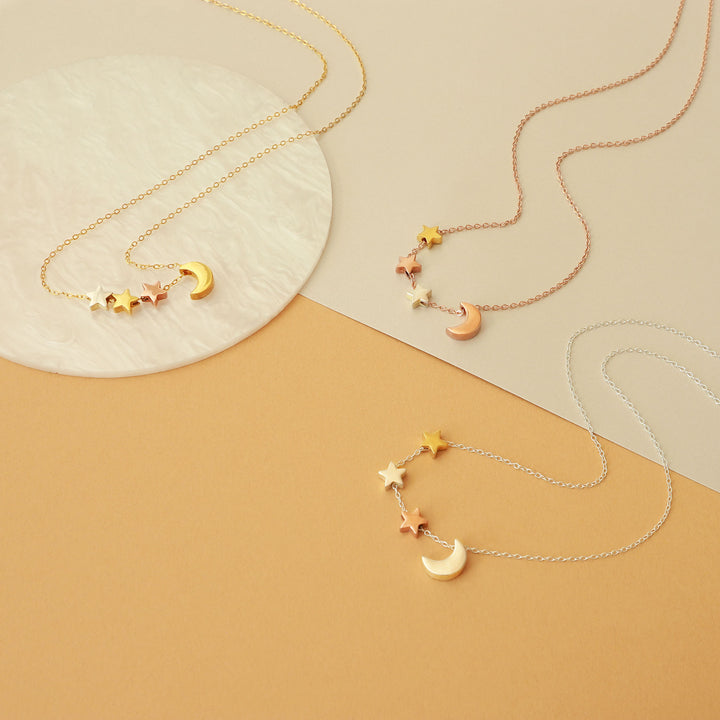 Crescent Moon & Star Necklace – Sterling Silver Gift for Her, Minimalist Celestial Jewelry