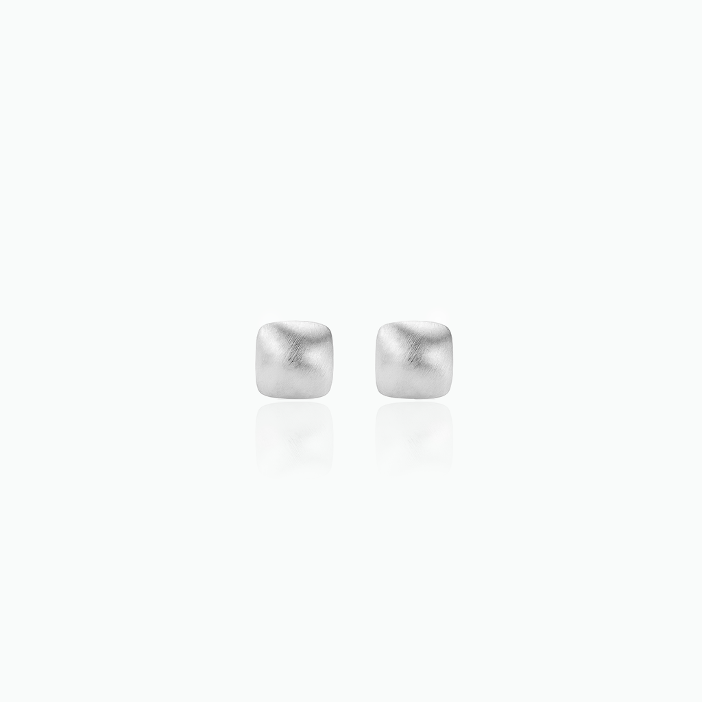 Sterling Silver Brushed Square Huggie Earrings