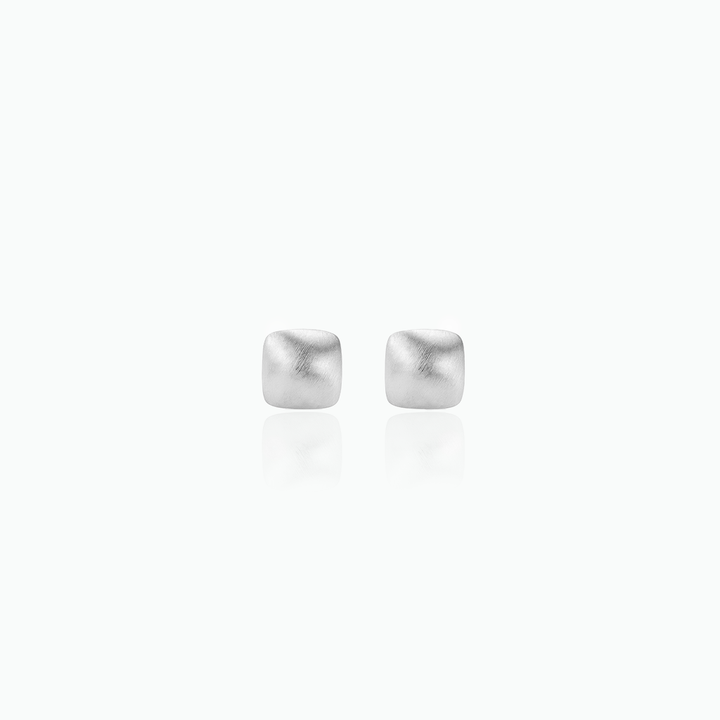 Brushed Matte Sterling Silver Huggie Earrings – .999 Minimalist Studs- S164