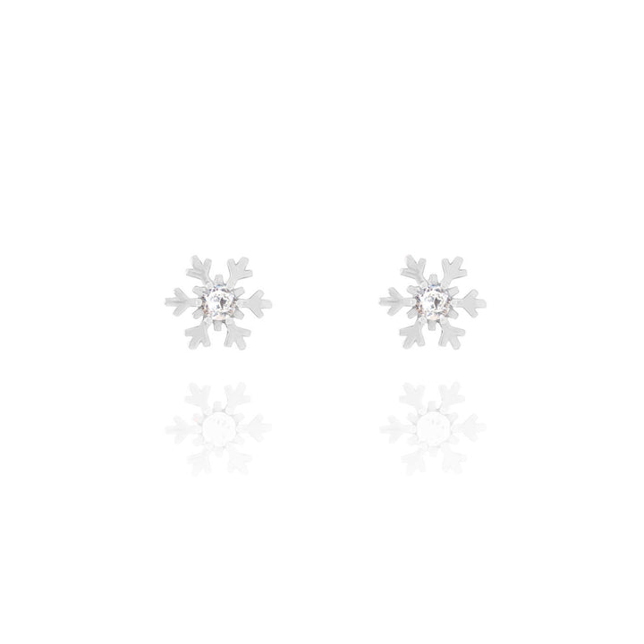Sterling Silver Snowflake Stud Earrings- S084
