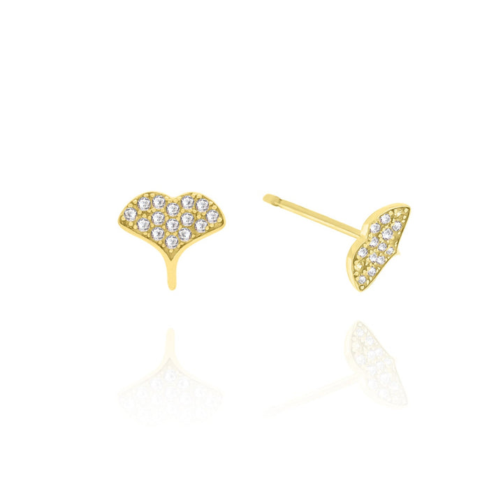 Dainty Whale Tail Stud Earrings with Crystals- S061