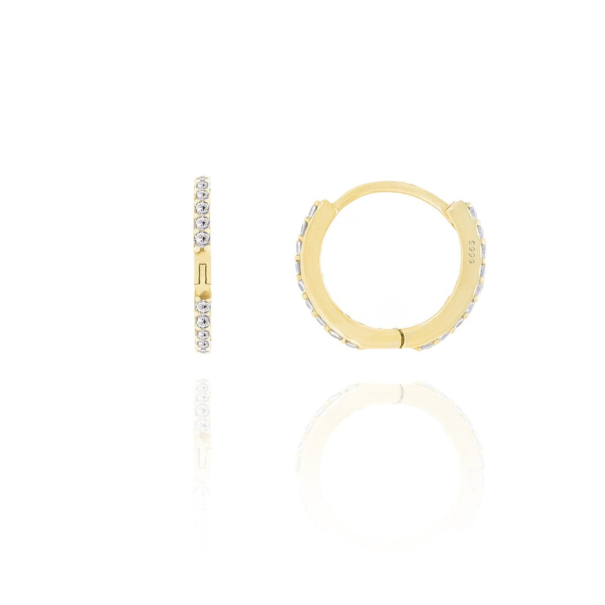 Sterling Silver CZ Huggie Hoop Earrings