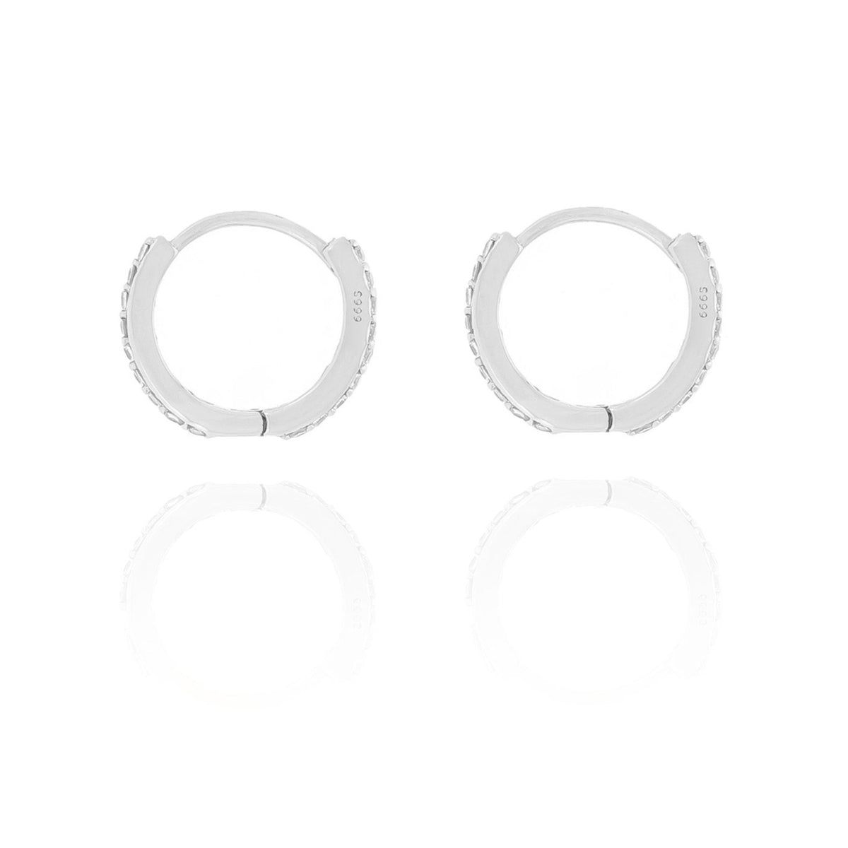 Sterling Silver CZ Huggie Hoop Earrings