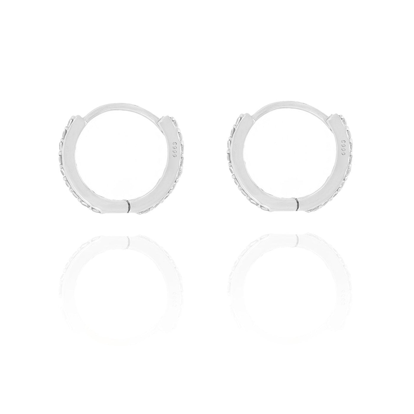 Sterling Silver CZ Huggie Hoop Earrings