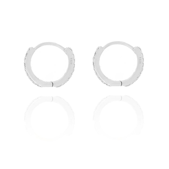 Sterling Silver CZ Huggie Hoop Earrings