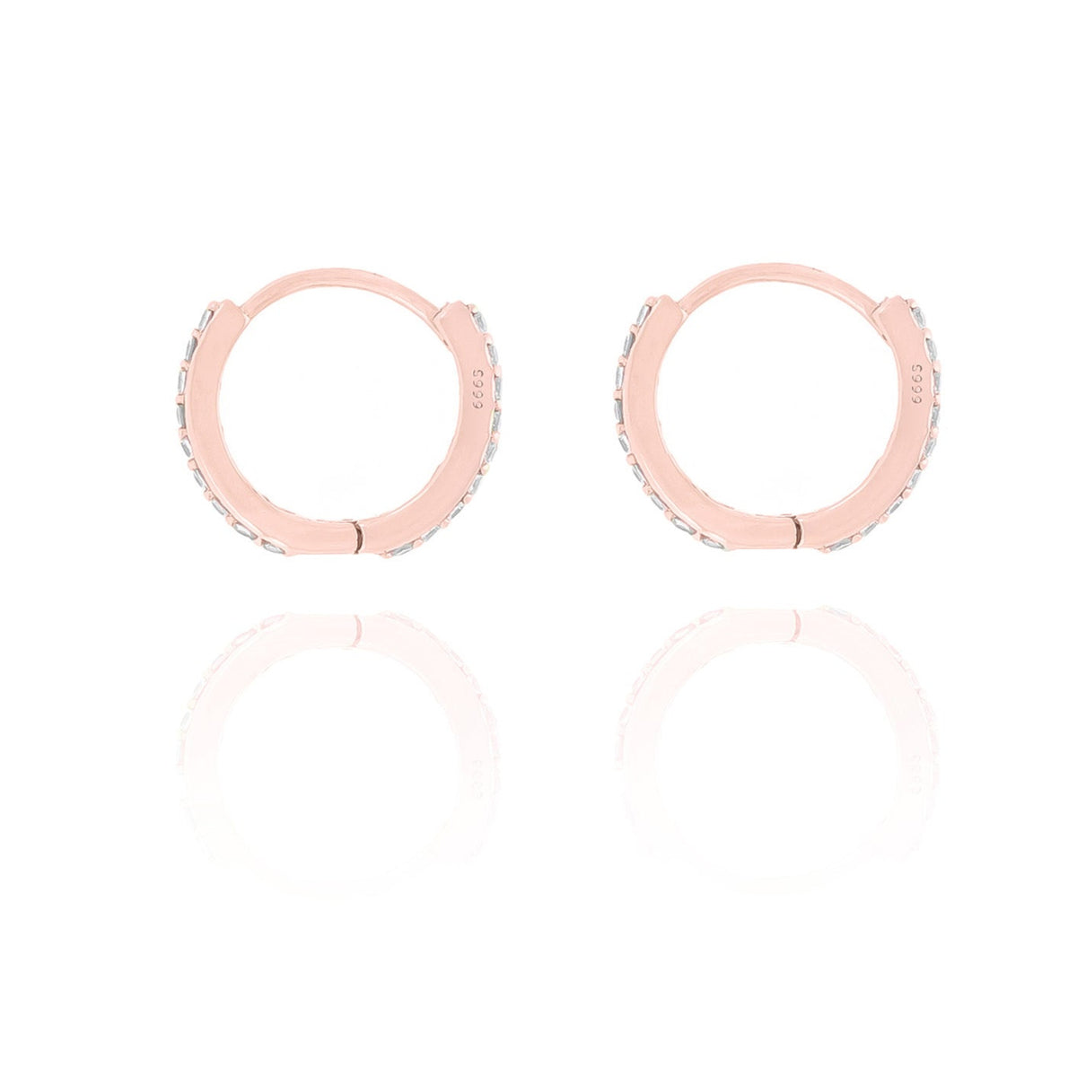 Sterling Silver CZ Huggie Hoop Earrings