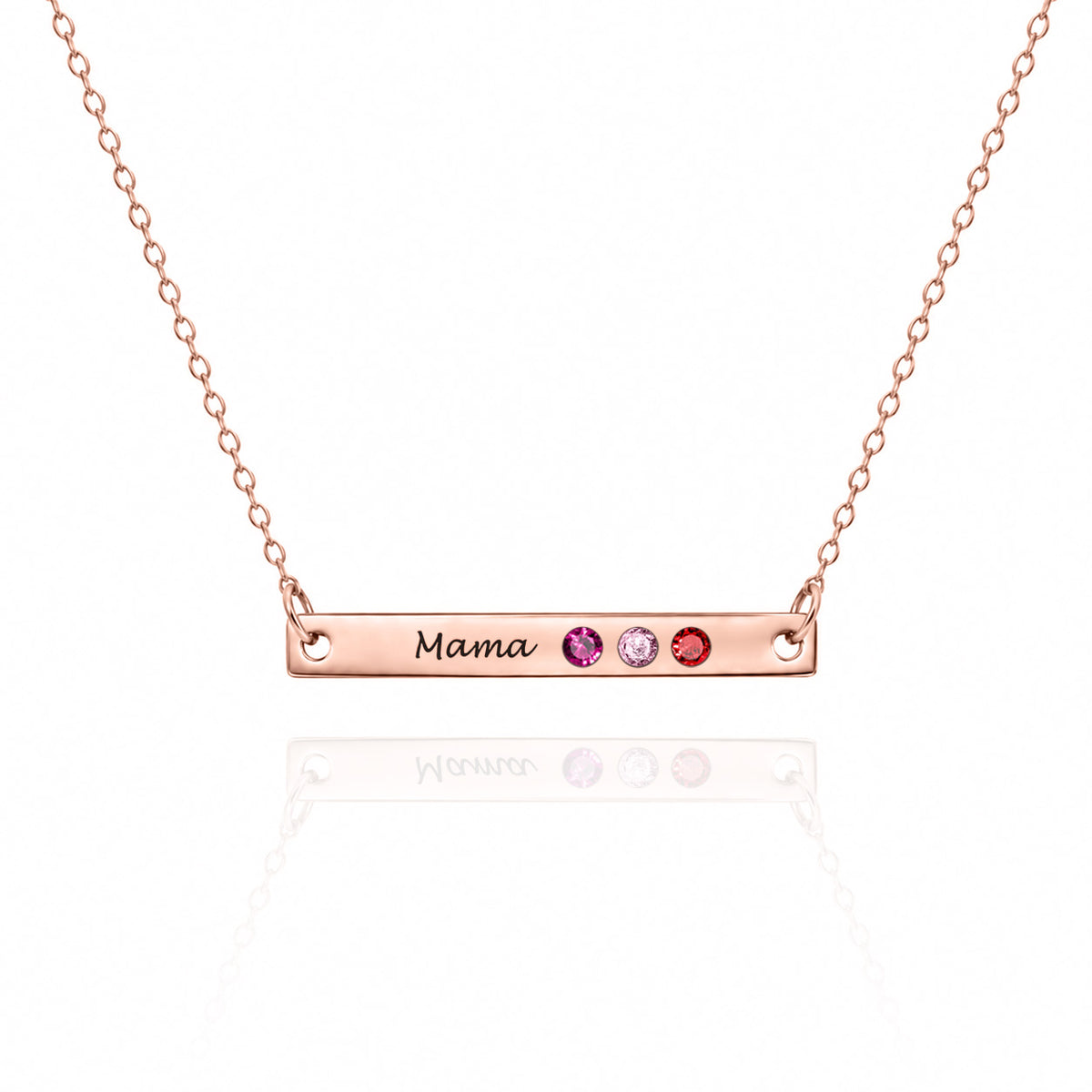 Personalized Engraved Bar Necklace with Birthstones