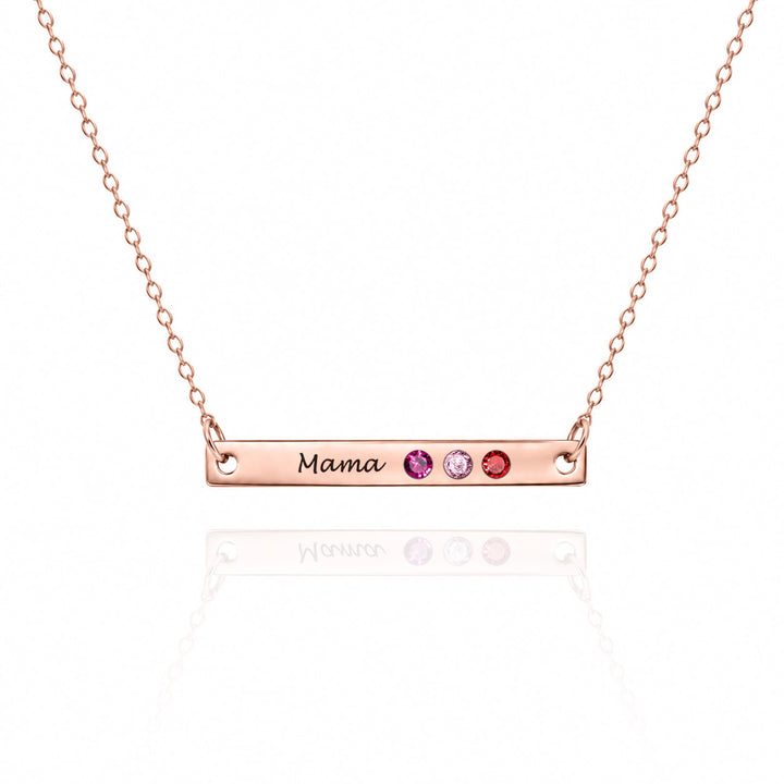 Personalized Engraved Bar Necklace with Birthstones