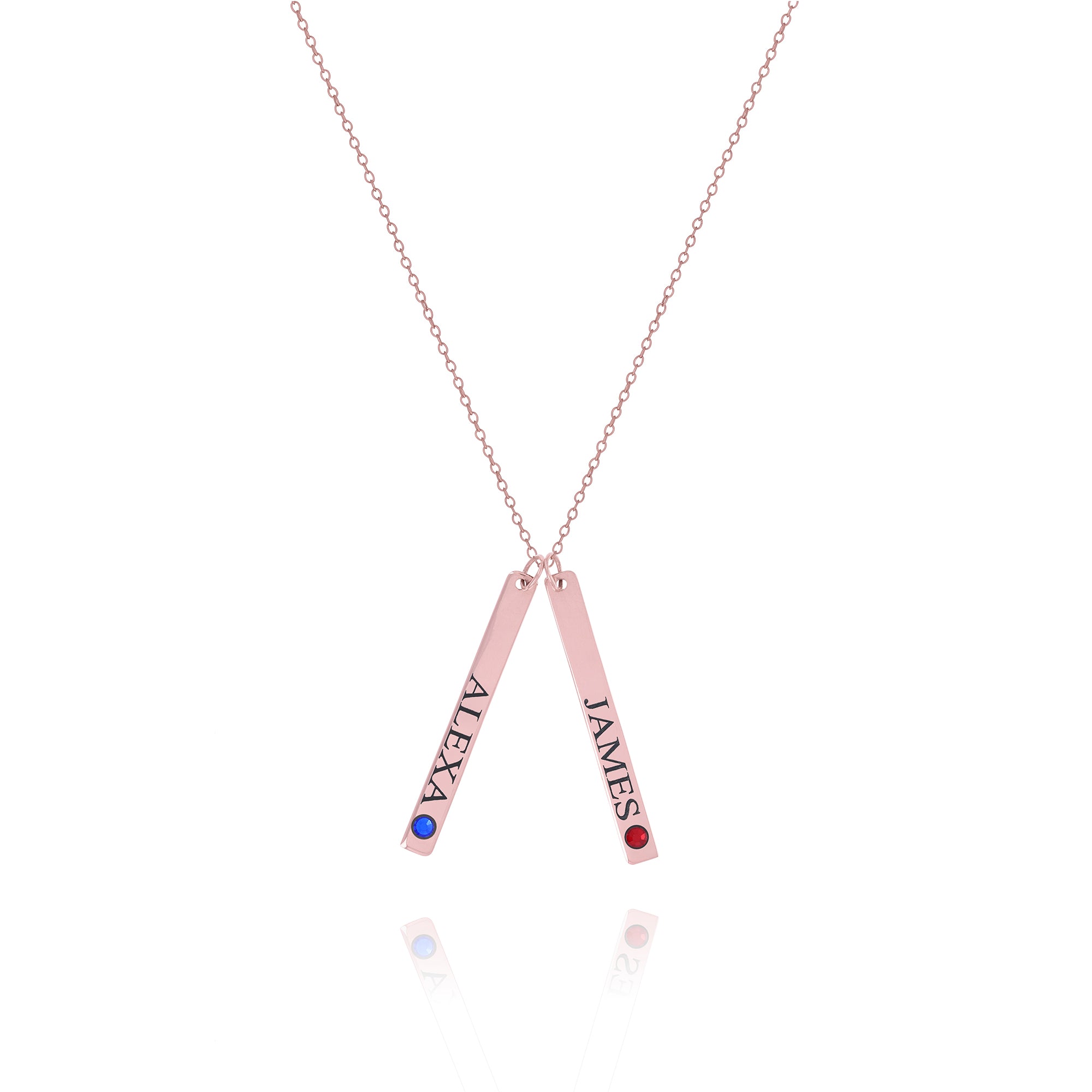 Personalized Birthstone Bar Necklace – Custom Name Jewelry