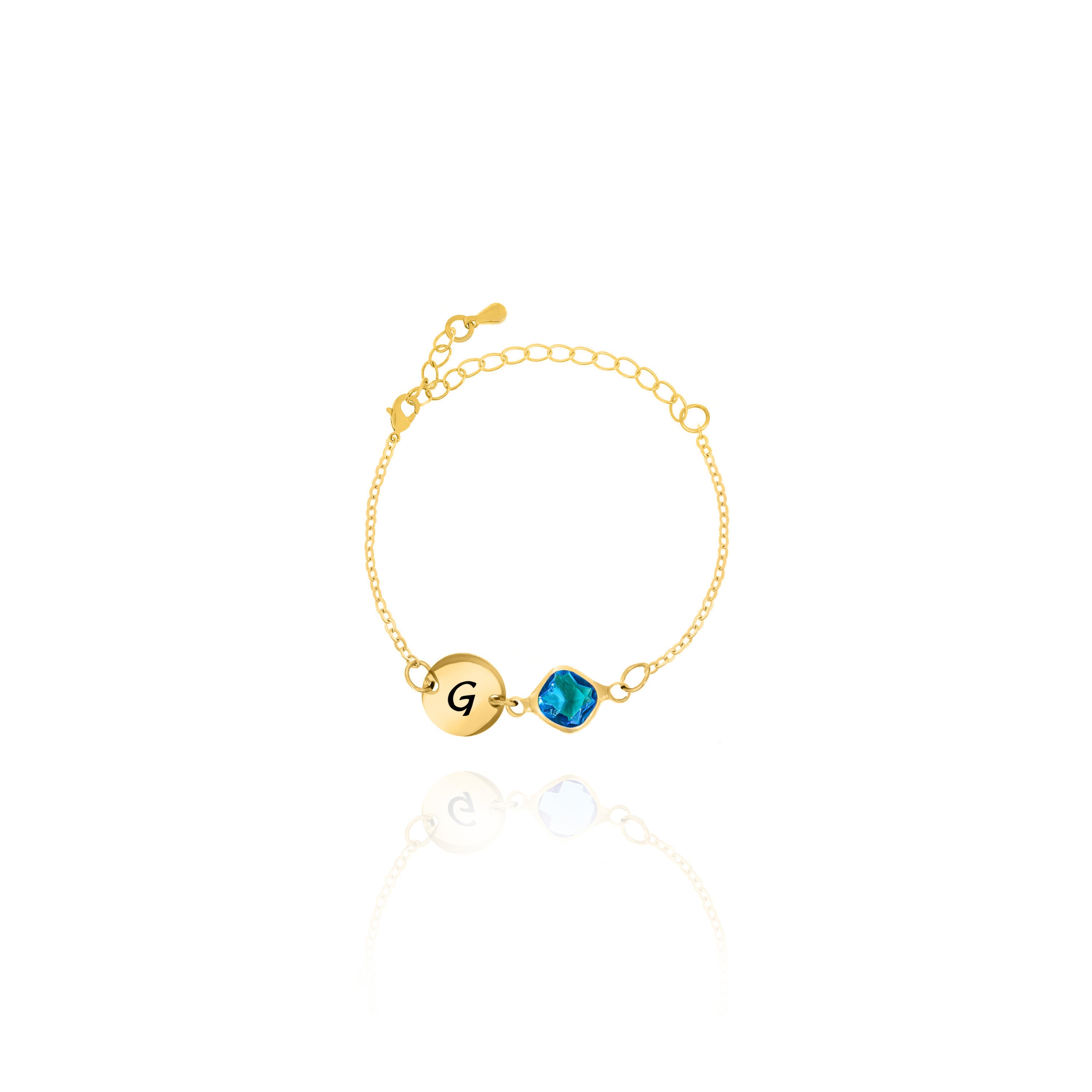 Personalized Birthstone & Initial Bracelet – Custom Jewelry Gift for Her