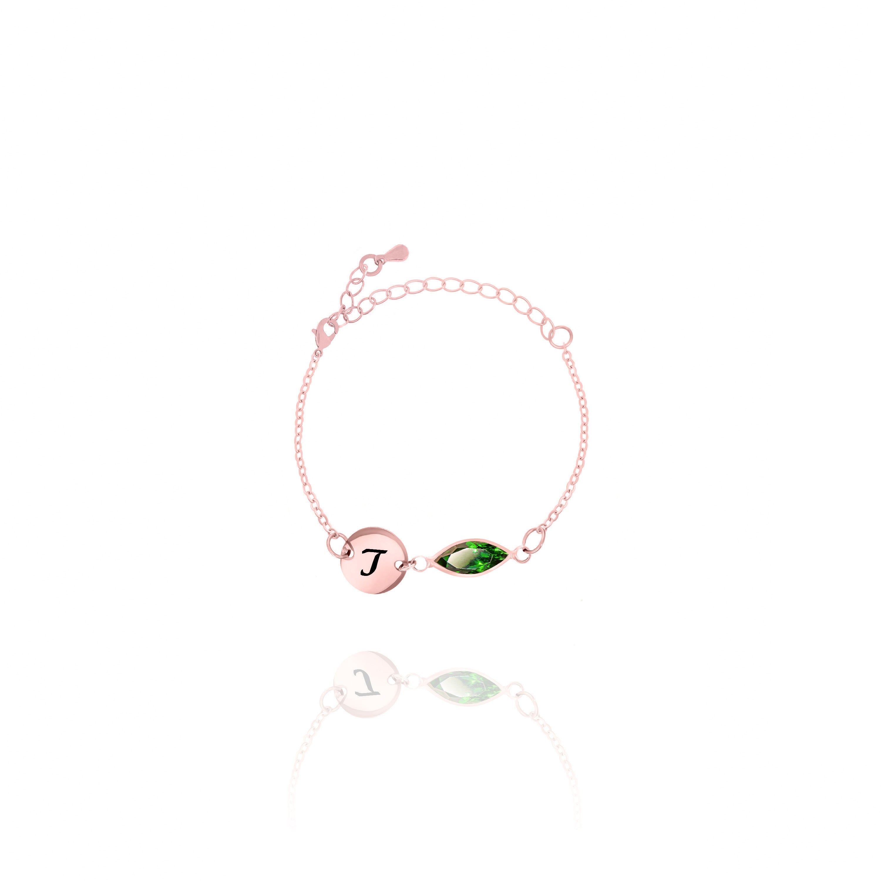 Personalized Birthstone Bracelet – Custom Initial Charm Gift for Her