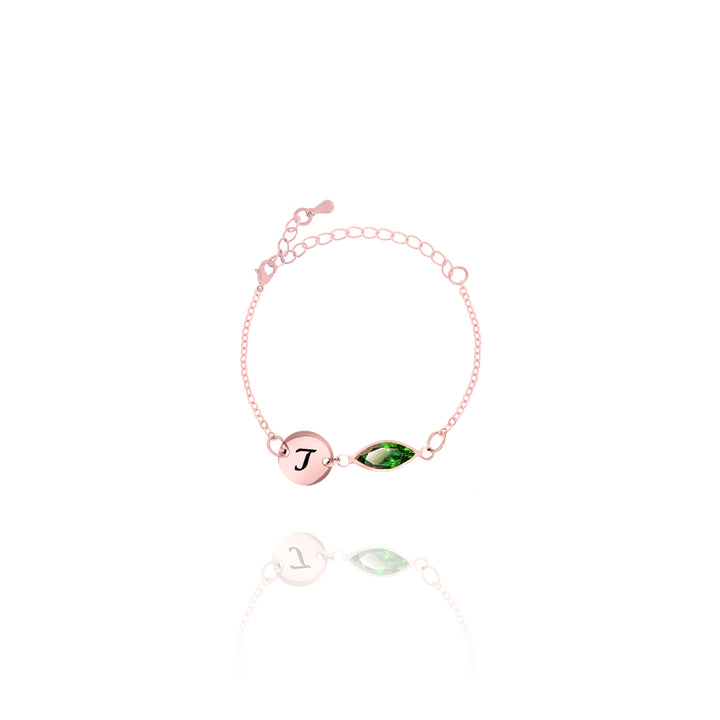 Personalized Birthstone Bracelet – Custom Initial Charm Gift for Her