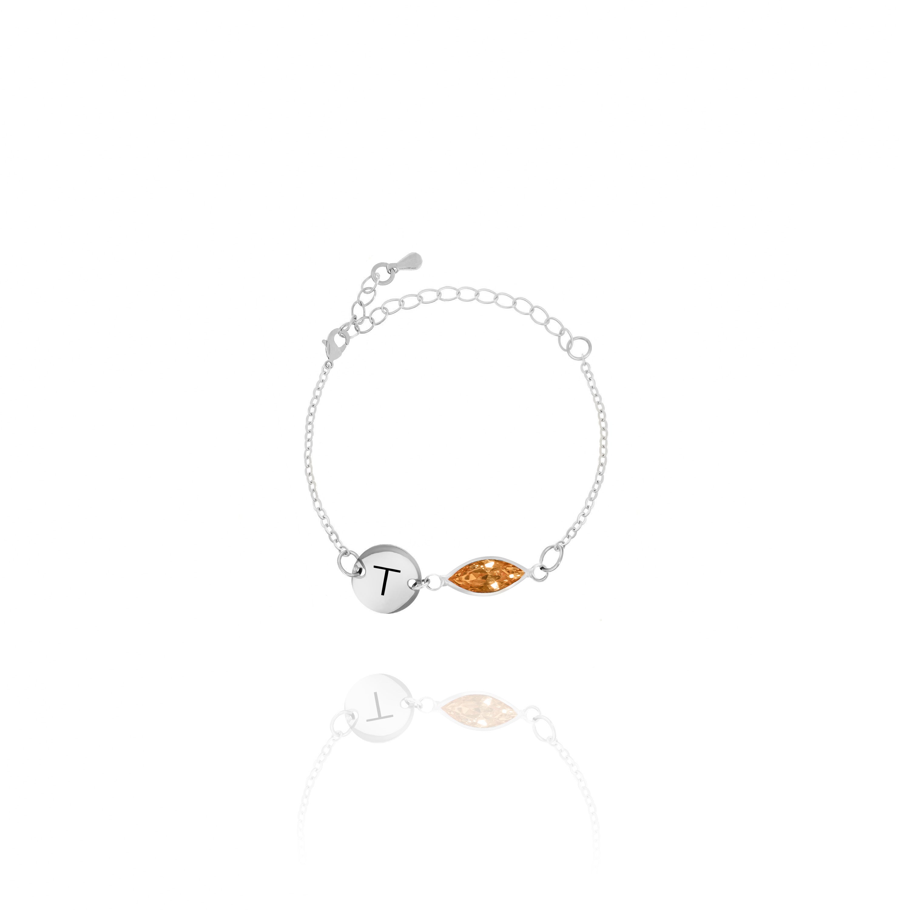 Personalized Birthstone Bracelet – Custom Initial Charm Gift for Her