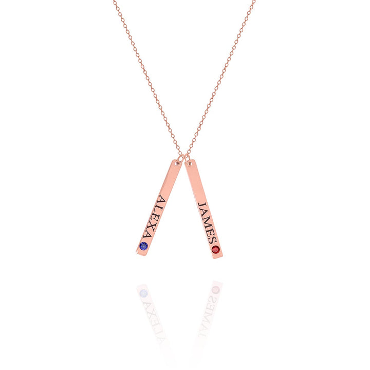 Birthstone Bar Necklace – Personalized Family Engraved Jewelry Gift