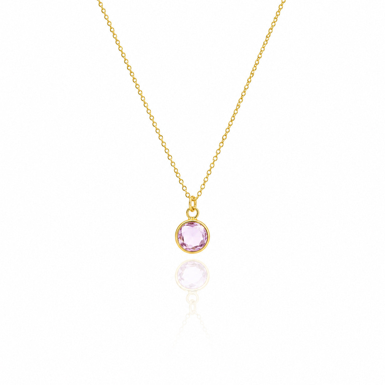 Personalized Round Birthstone Necklace