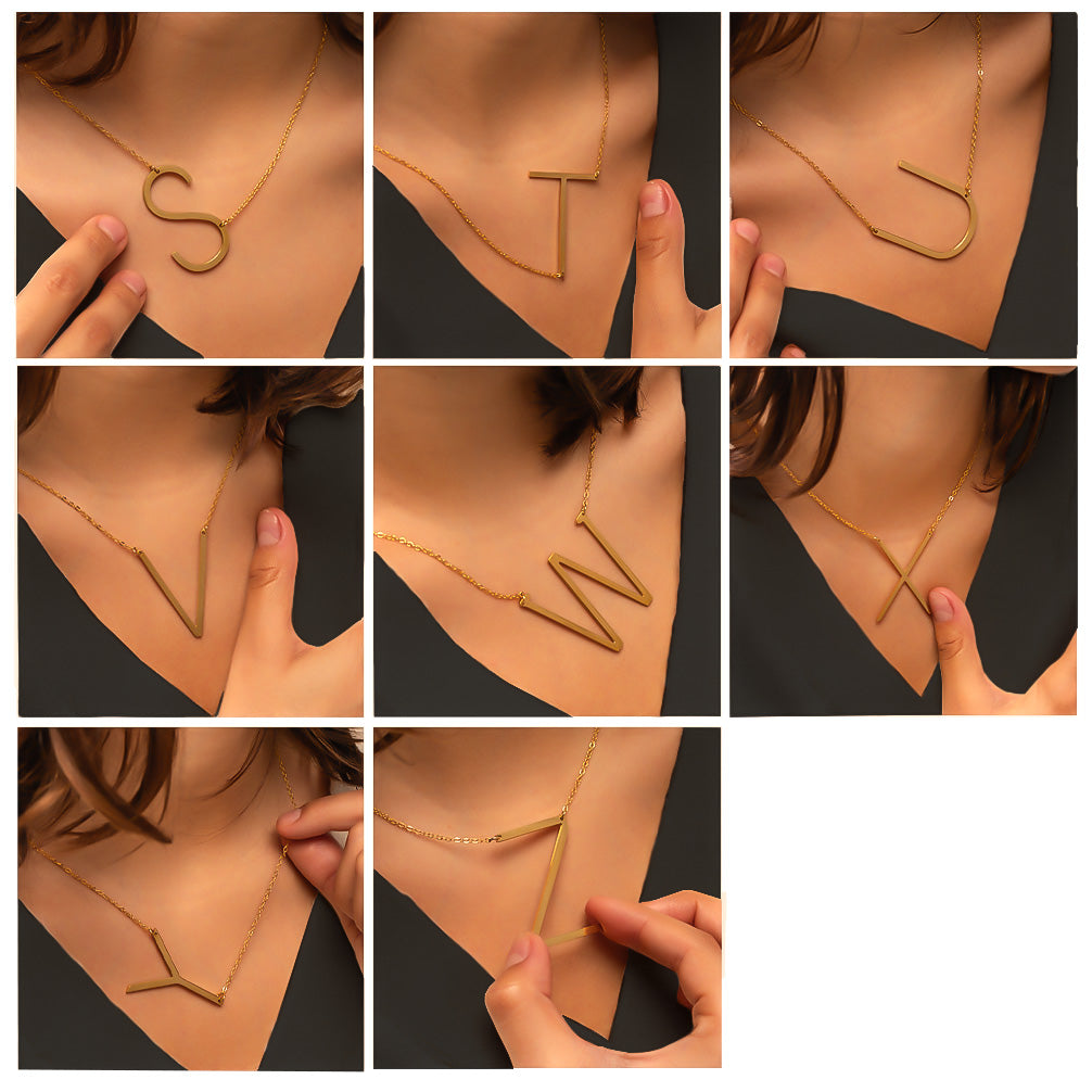 Sideways Initial Necklace – Large Letter Personalized
