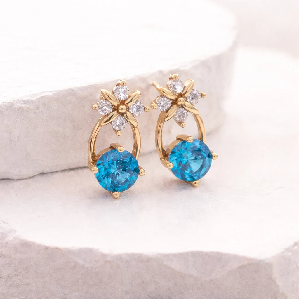 Sterling Silver Starburst Birthstone Dangle Earrings