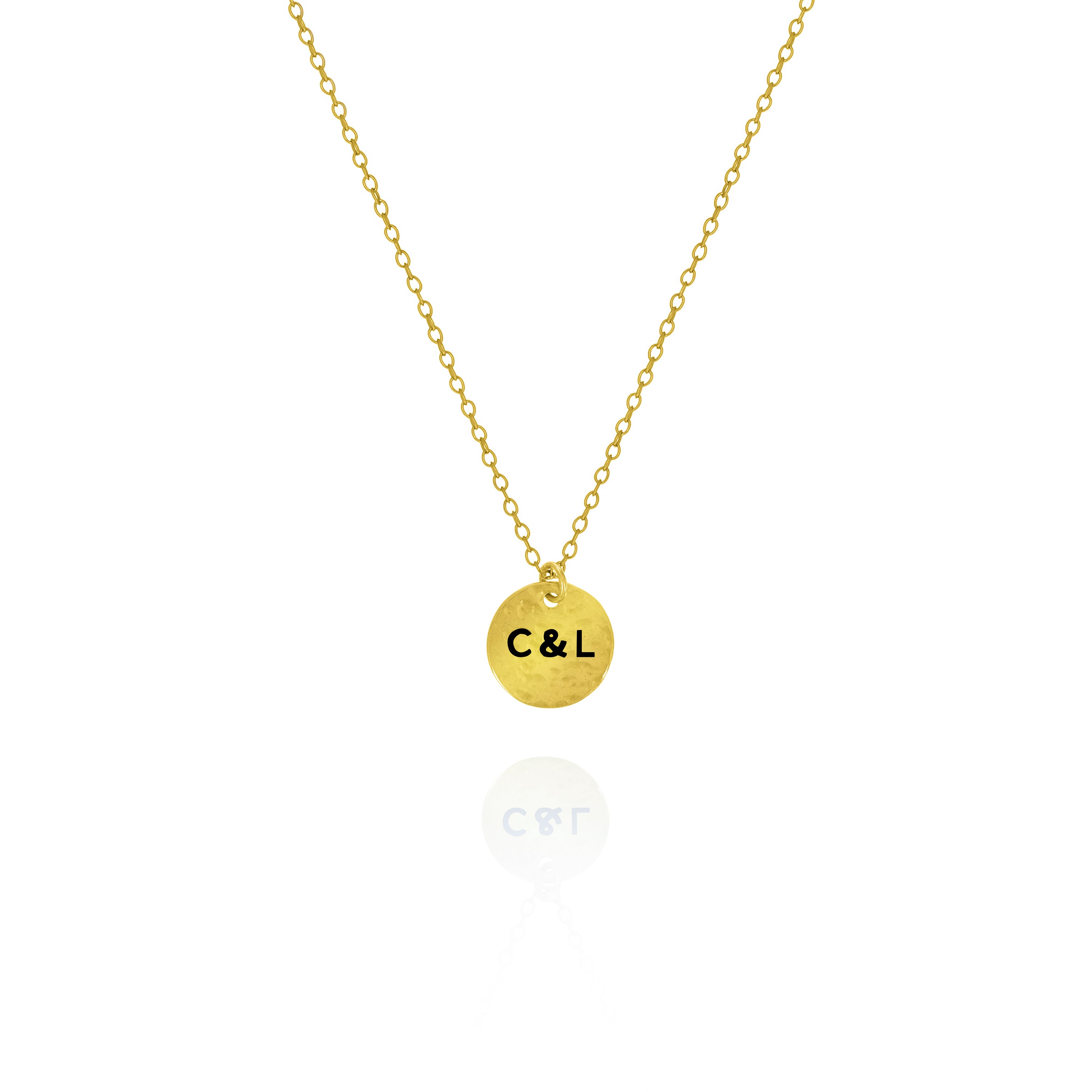 Personalized Hammered Disc Necklace – Custom Initial