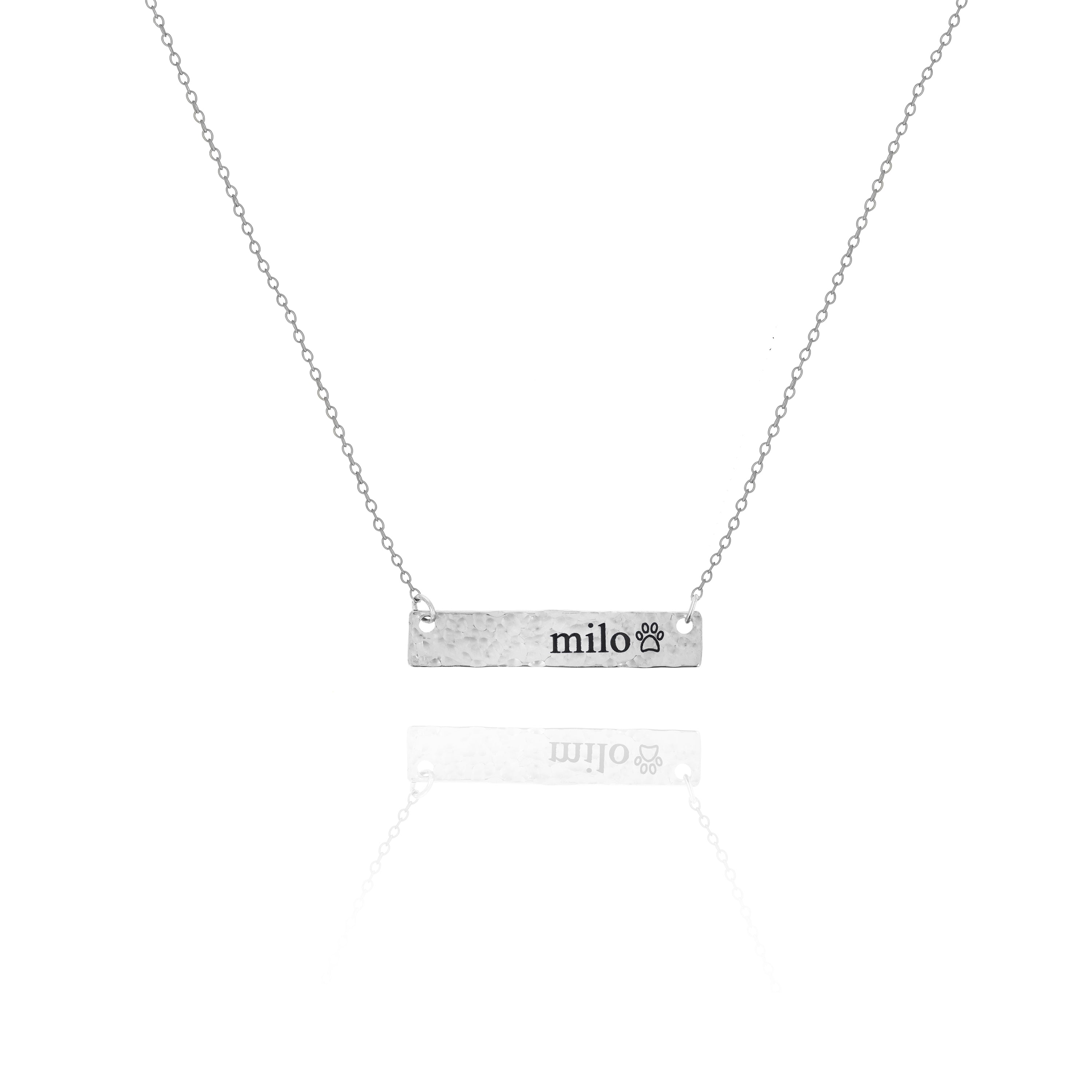 Sterling Silver Custom Hammered Bar Necklace