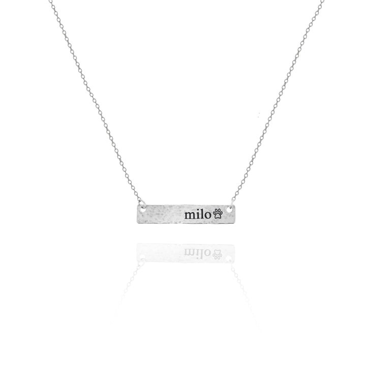 Sterling Silver Custom Hammered Bar Necklace