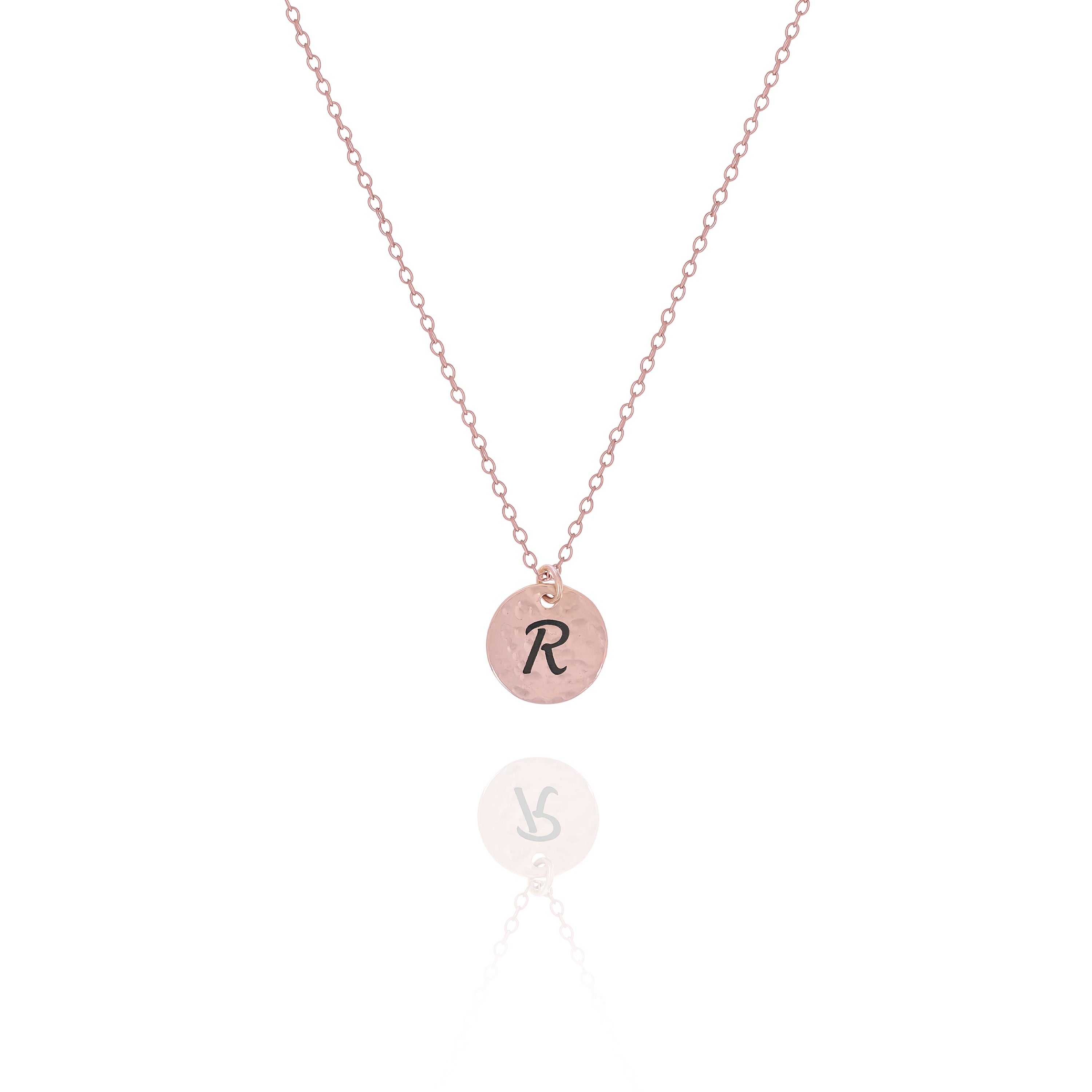 Personalized Hammered Disc Necklace – Custom Initial