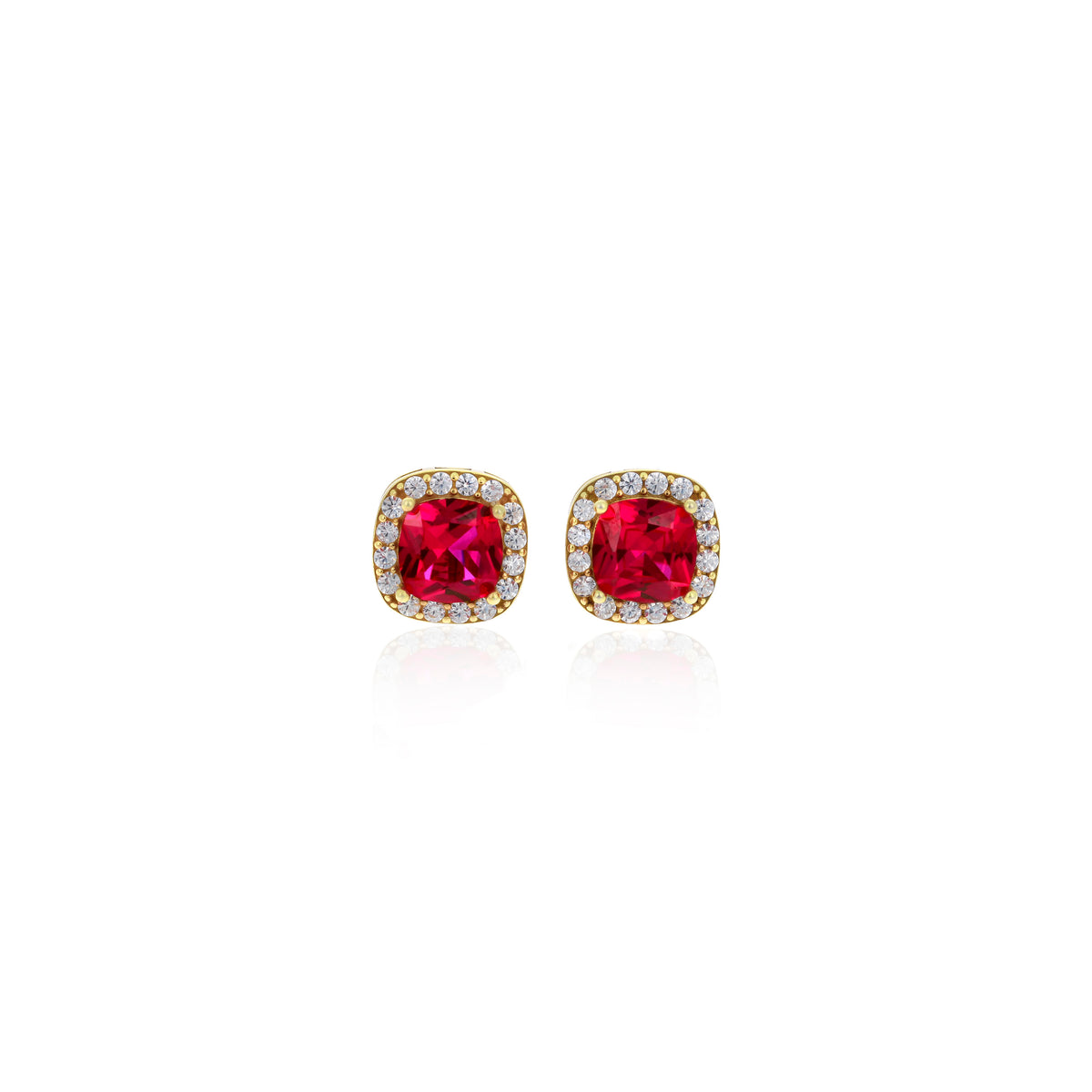 Sterling Silver Square Birthstone Stud Earrings